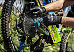 Muc-off Drive Train Cleaner cleaning product being used